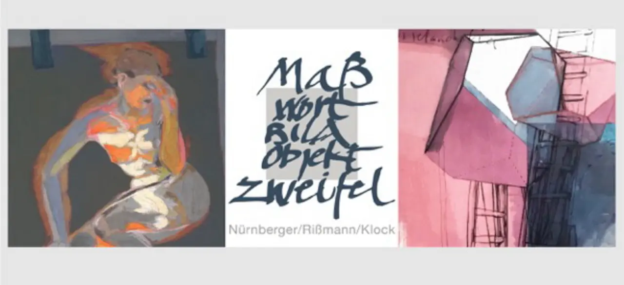 Einladungskarte zur Ausstellung"Maß & Zweifel" - Wort | Bild | Objekt Bernhard Nürnberger | Helmut Klock | Jürgen Rißmann